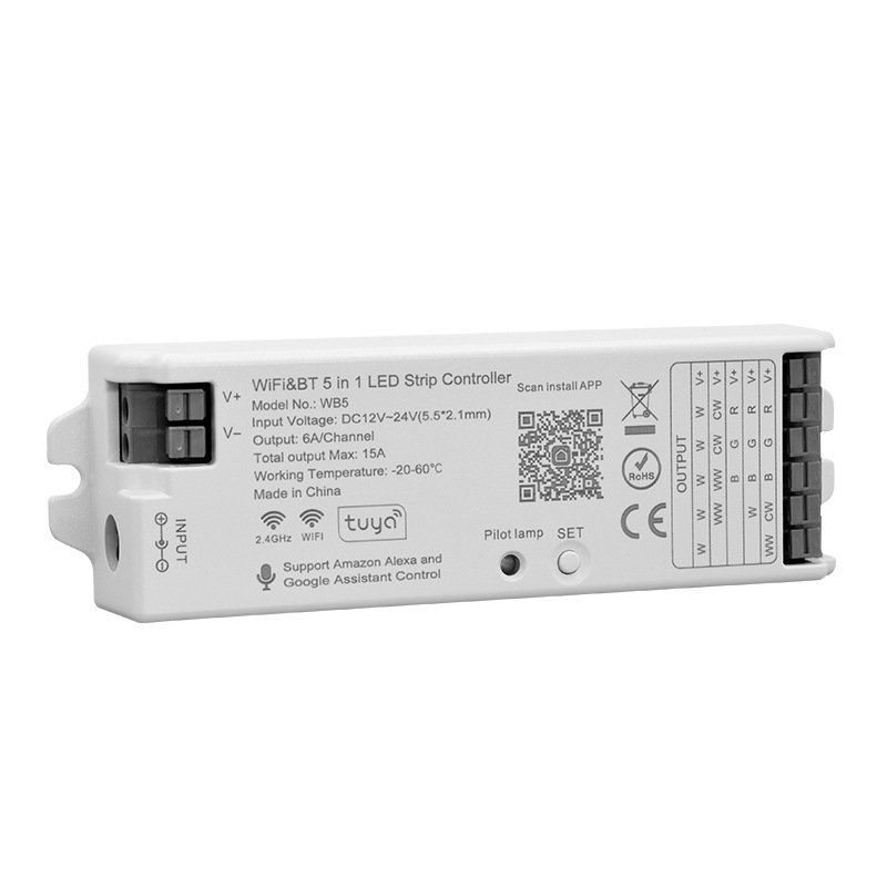 WB5 WIFI & Bluetooth 5in1 Tuya LED Controller WB5 WIFI & Bluetooth 5in1 Tuya LED Controller